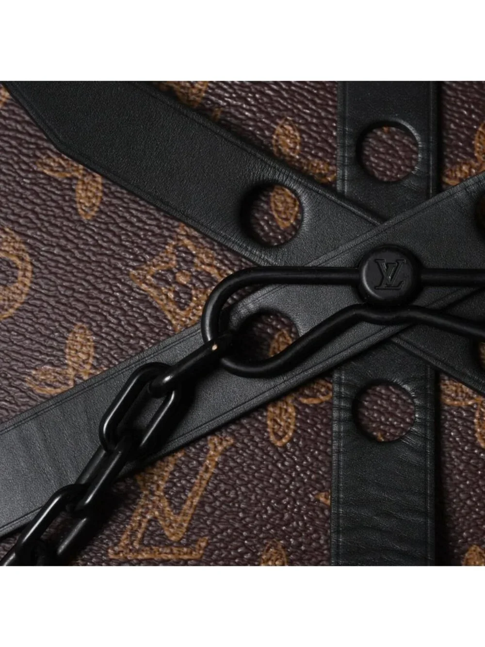 Louis Vuitton Wheel Box Shoulder Bag Monogram Canvas Calfskin Mud Black